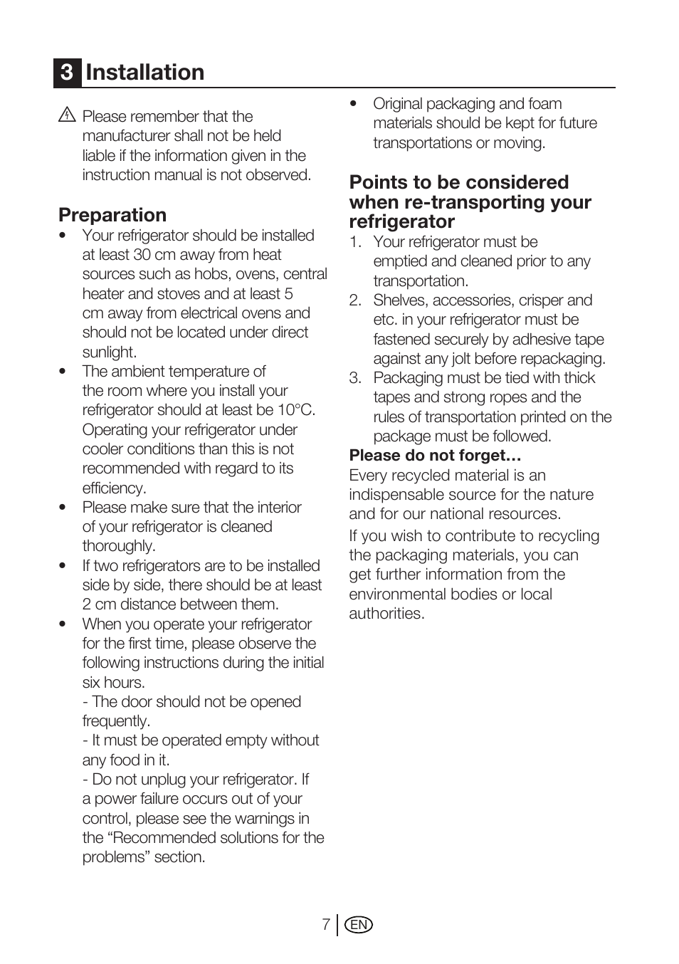 3installation, Preparation | Beko GNE 114610 X User Manual | Page 8 / 42