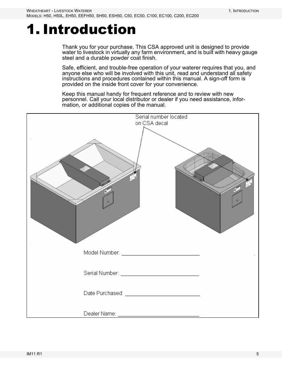 Introduction | Wheatheart Livestock Waterer User Manual | Page 5 / 28