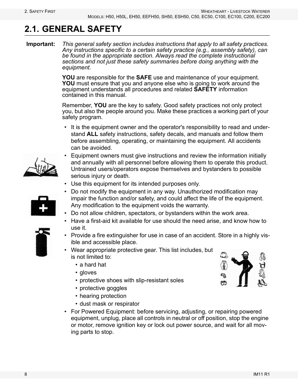 General safety | Wheatheart Livestock Waterer User Manual | Page 8 / 28