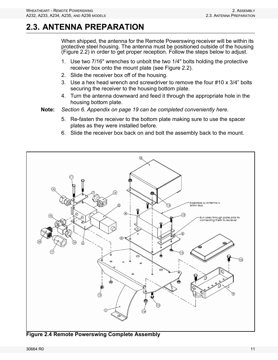 Antenna preparation | Wheatheart Remote PowerSwing User Manual | Page 11 / 22