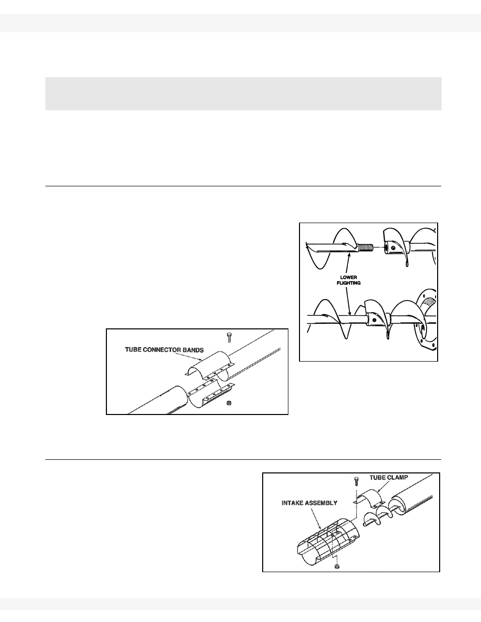 Assembly, Tube / flight extensions, Intake assembly | Tube / flight extensions 3.2. intake assembly | Wheatheart Galvanized 4 Utility Auger User Manual | Page 13 / 24