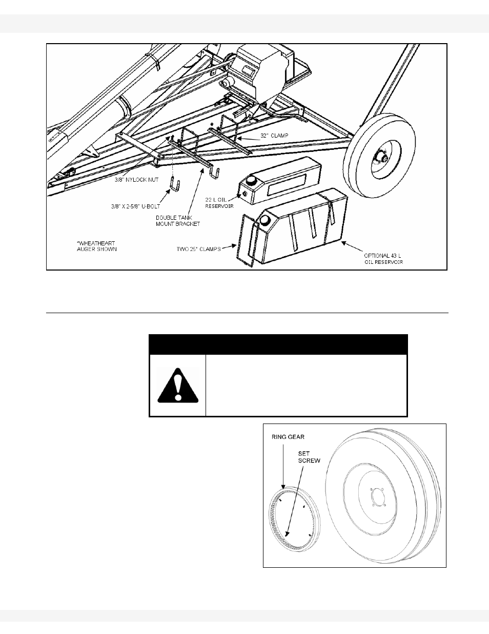 Gear drive assembly, Caution | Wheatheart Self-Propelled Auger Kit (Wheatheart R Series) User Manual | Page 17 / 56