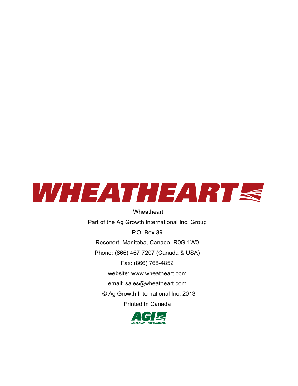 Wheatheart Self-Propelled Auger Kit (Wheatheart R Series) User Manual | Page 56 / 56