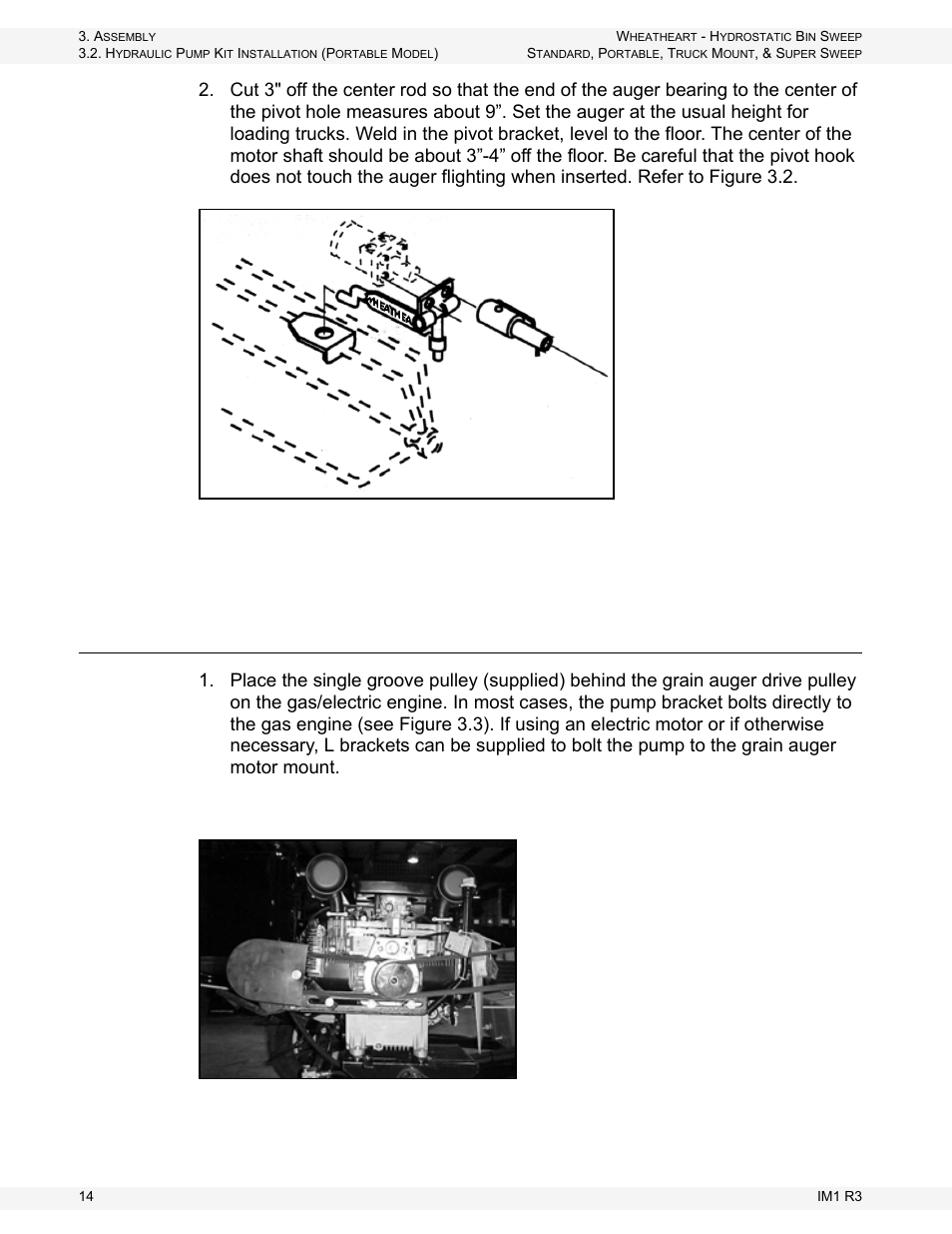Hydraulic pump kit installation (portable model) | Wheatheart Hydrostatic Portable and Truck-Mount Super Sweep User Manual | Page 14 / 40