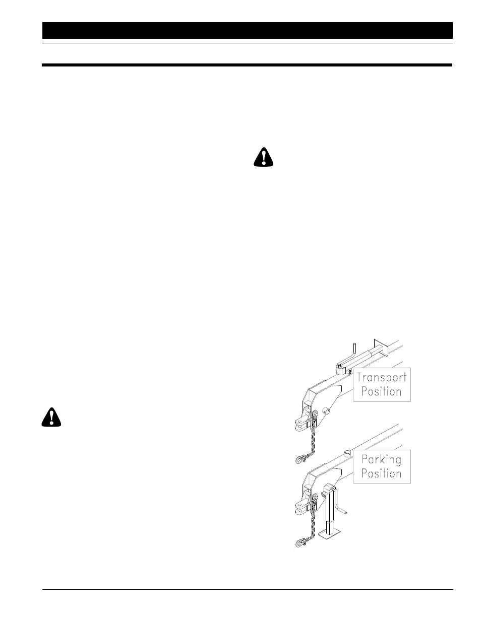 Section 2 operating instructions, Prestart checklist tractor requirements, Hitching tractor to drill | Warning, Prestart checklist, Tractor requirements | Great Plains 2N-3010 Operator Manual User Manual | Page 17 / 56