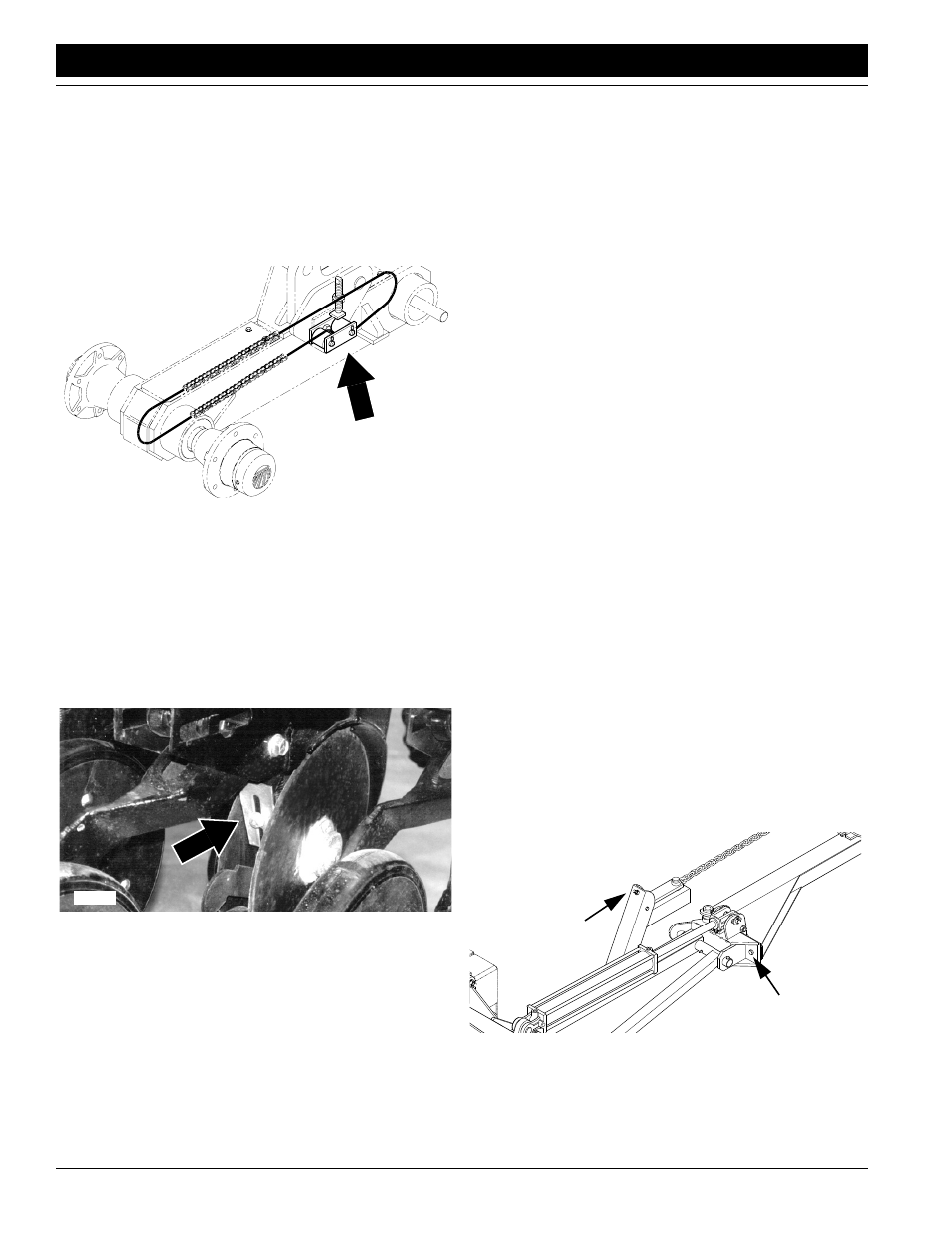 Marker chain, Gauge-wheel drive adjustment, Disk scraper adjustment | Leveling adjustment, Marker adjustments | Great Plains 2N-3010 Operator Manual User Manual | Page 36 / 56