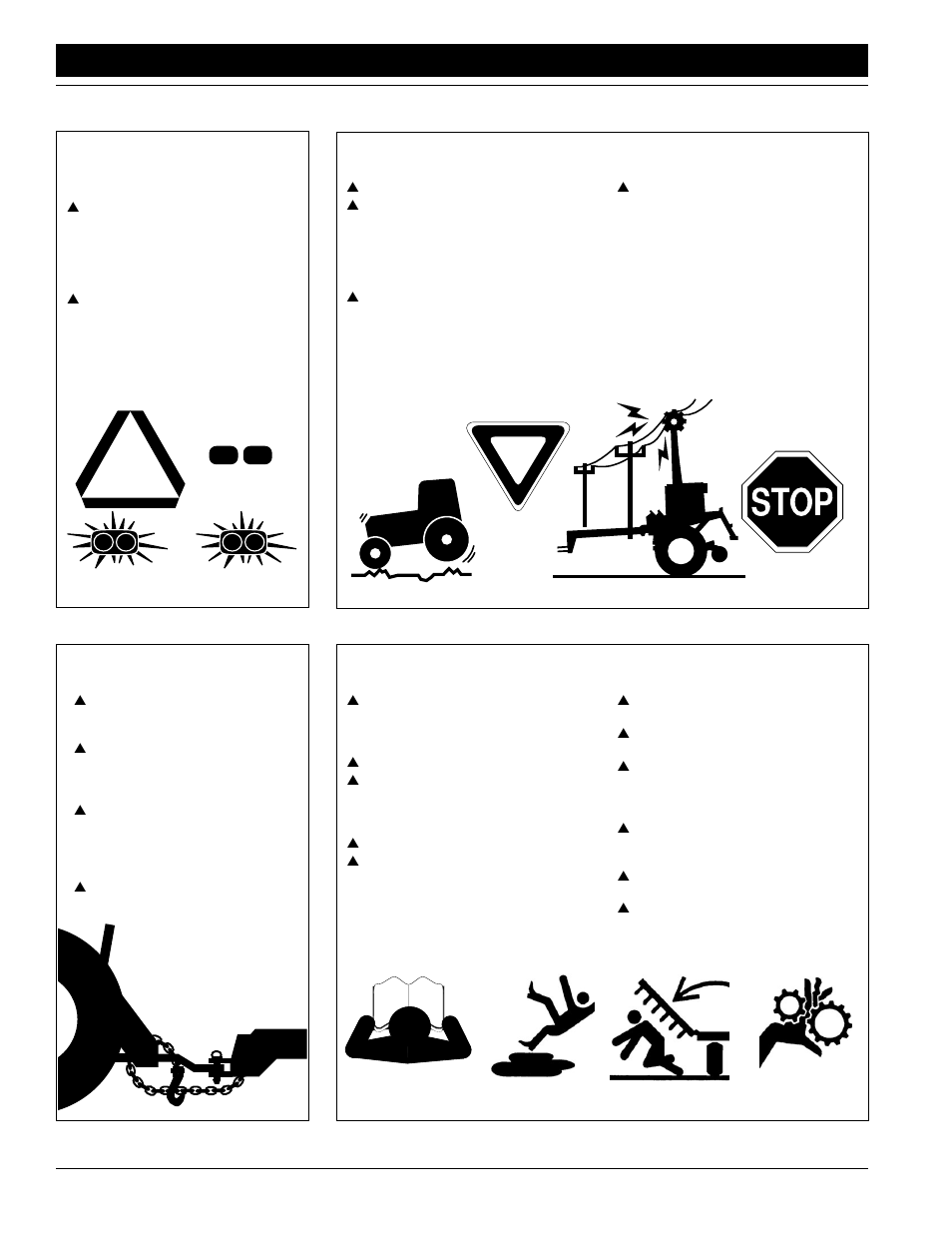 Important safety information, Transport machinery safely, Use safety lights and devices | Practice safe maintenance, Use a safety chain | Great Plains 2N-3010 Operator Manual User Manual | Page 4 / 56