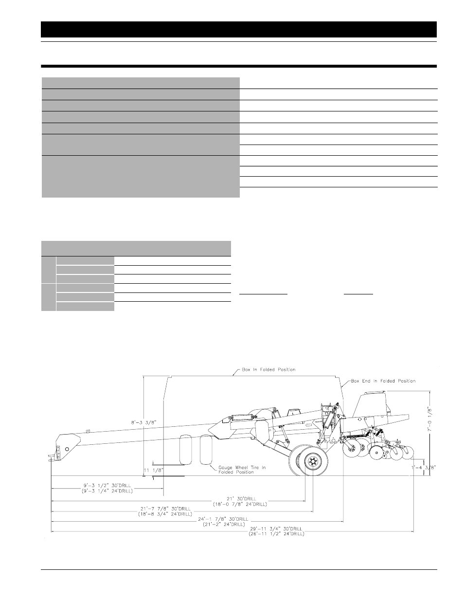 Section 7 specifications and capacities, 24 ft, 30 ft | Specifications and capacities | Great Plains 2N-3010 Operator Manual User Manual | Page 51 / 56