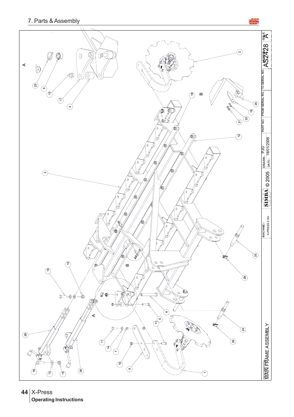 Aas2 42 8, X-press, 44 7. parts & assembly | Great Plains X-PresS 2006 Assembly Instructions User Manual | Page 10 / 50