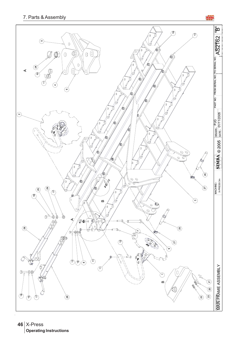 Bas2162, X-press, 46 7. parts & assembly | Great Plains X-PresS 2006 Assembly Instructions User Manual | Page 12 / 50