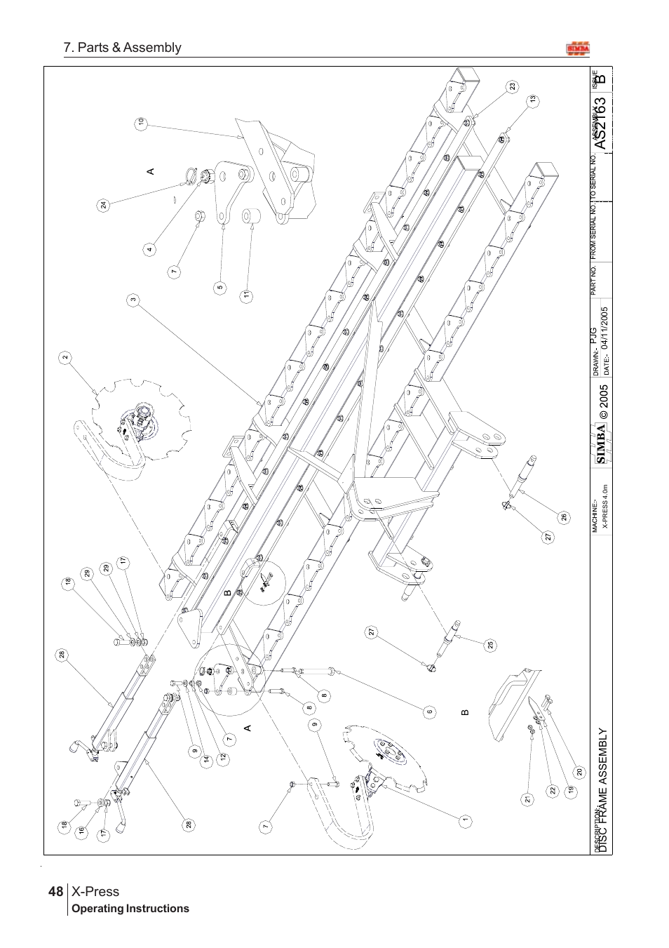 Bas2163, X-press, 48 7. parts & assembly | Great Plains X-PresS 2006 Assembly Instructions User Manual | Page 14 / 50