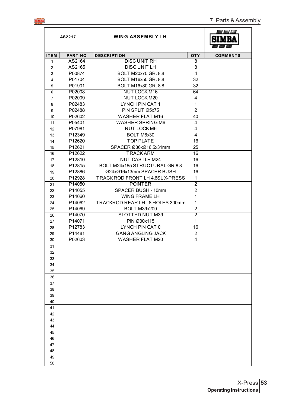 53 x-press, Parts & assembly | Great Plains X-PresS 2006 Assembly Instructions User Manual | Page 19 / 50