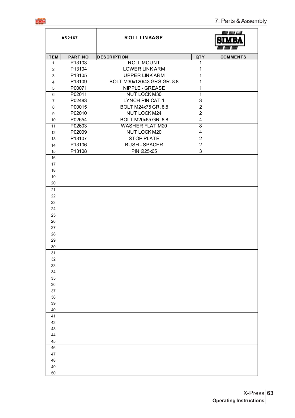 63 x-press, Parts & assembly | Great Plains X-PresS 2006 Assembly Instructions User Manual | Page 29 / 50