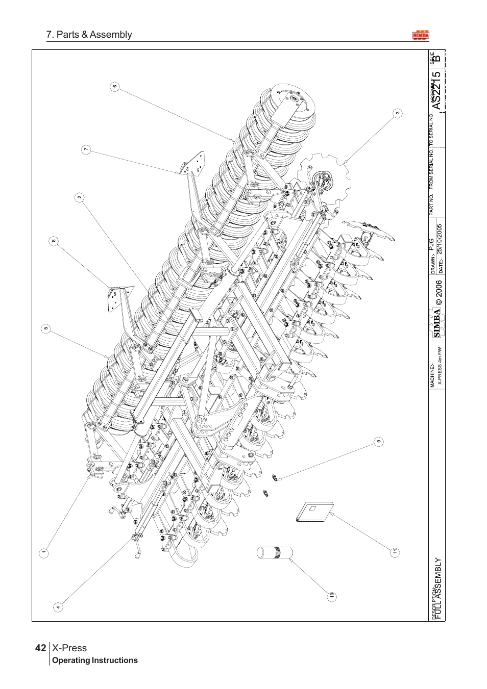 Bas2215, X-press, 42 7. parts & assembly | Great Plains X-PresS 2006 Assembly Instructions User Manual | Page 8 / 50