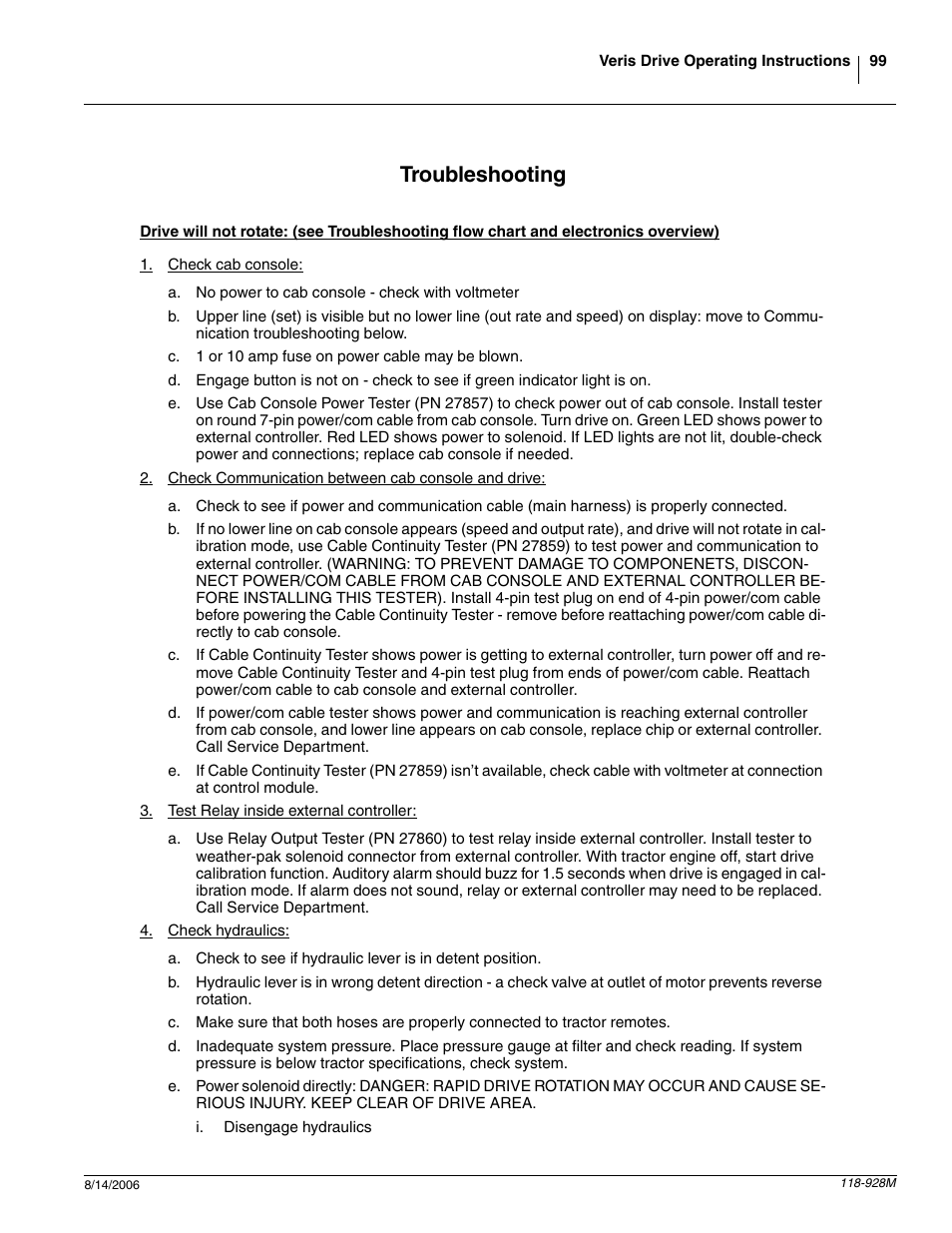 Troubleshooting | Great Plains 2025P Operator Manual User Manual | Page 101 / 166