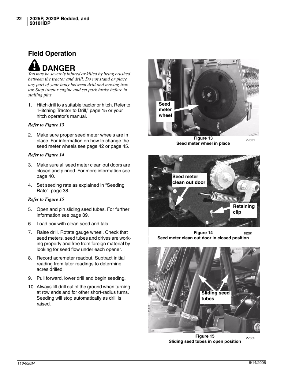 Danger, Field operation | Great Plains 2025P Operator Manual User Manual | Page 24 / 166