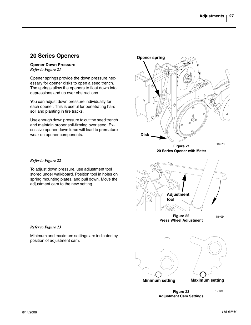 20 series openers, Opener down pressure | Great Plains 2025P Operator Manual User Manual | Page 29 / 166