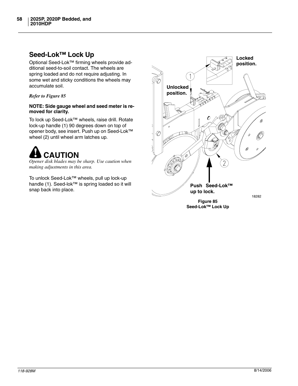 Seed-lok™ lock up, Caution | Great Plains 2025P Operator Manual User Manual | Page 60 / 166