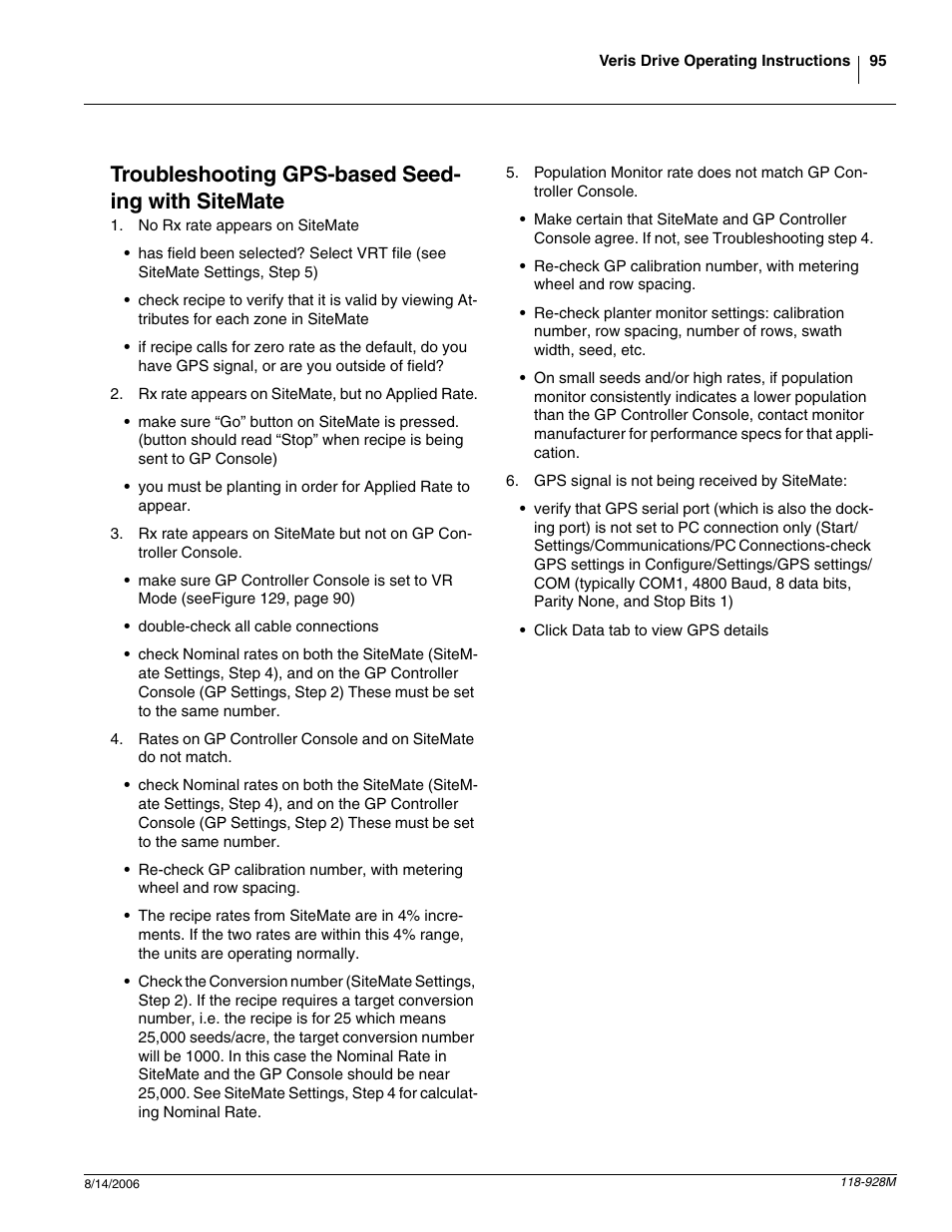 Troubleshooting gps-based seed- ing with sitemate | Great Plains 2025P Operator Manual User Manual | Page 97 / 166