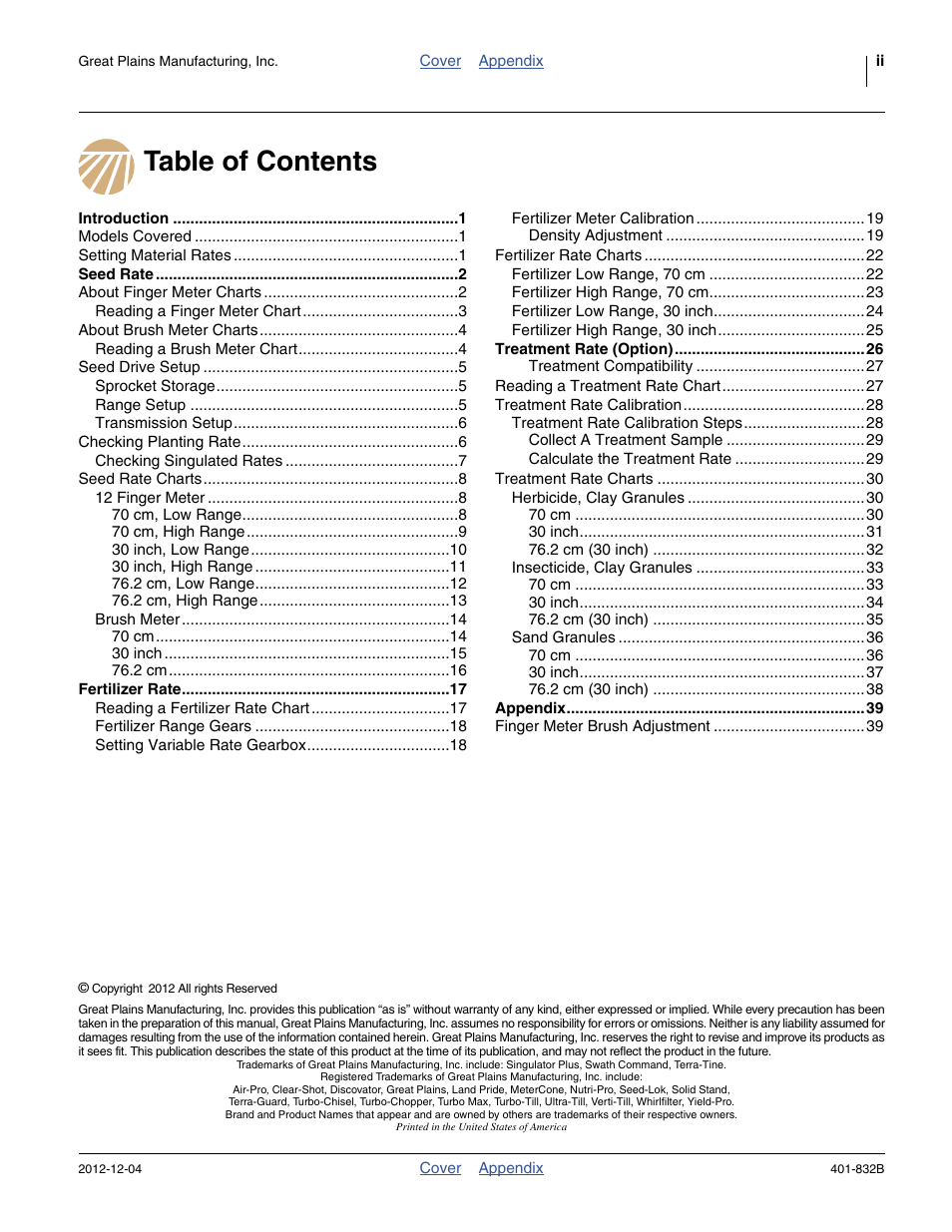 Great Plains YP1630F-1670 Material Rate User Manual | Page 2 / 42