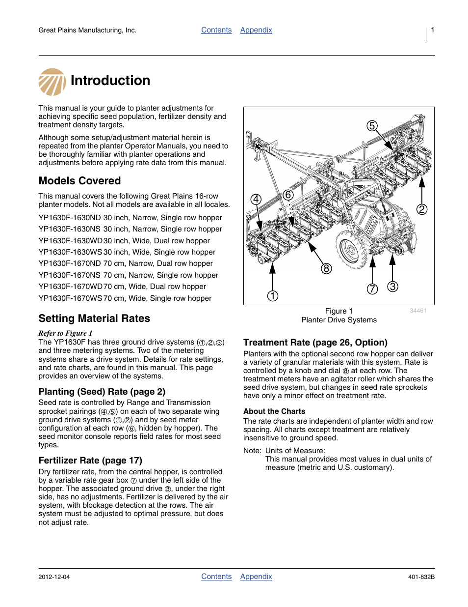 Introduction, Models covered, Setting material rates | About the charts, Introduction models covered setting material rates | Great Plains YP1630F-1670 Material Rate User Manual | Page 3 / 42