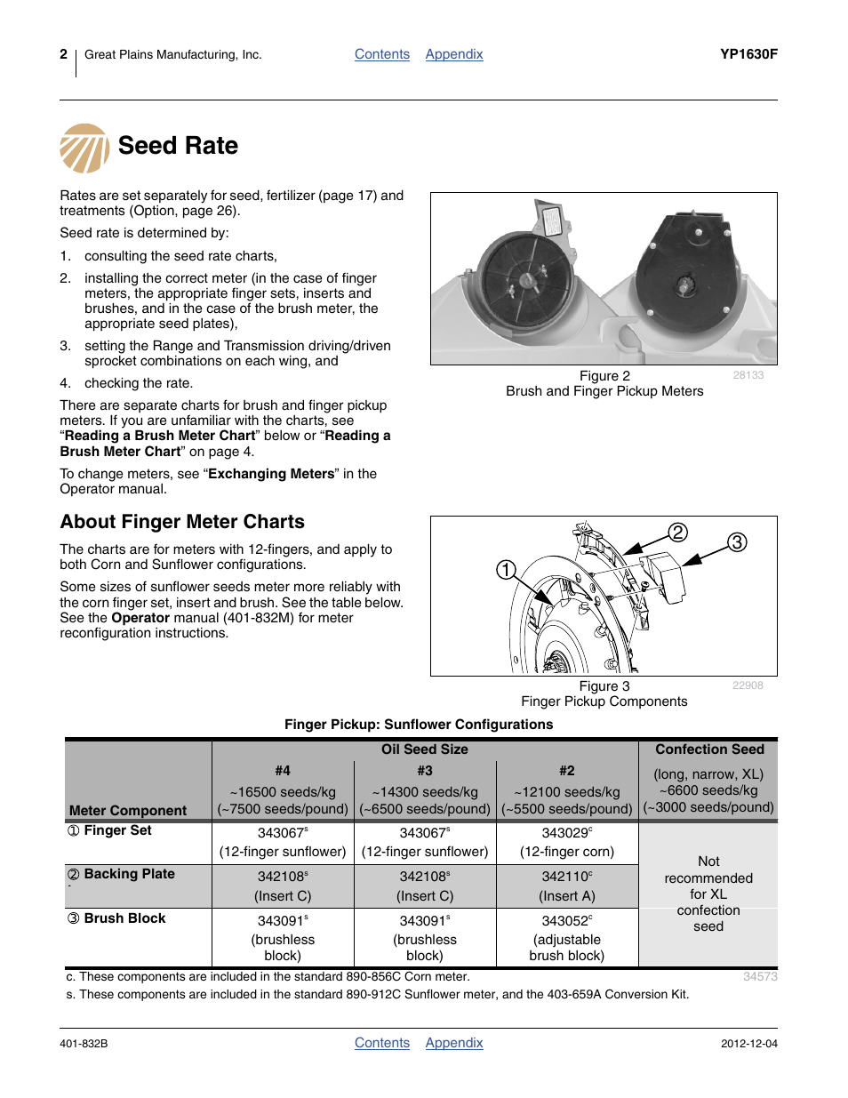Seed rate, About finger meter charts, Seed rate about finger meter charts | Great Plains YP1630F-1670 Material Rate User Manual | Page 4 / 42