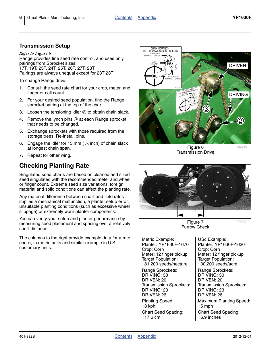 Transmission setup, Checking planting rate | Great Plains YP1630F-1670 Material Rate User Manual | Page 8 / 42