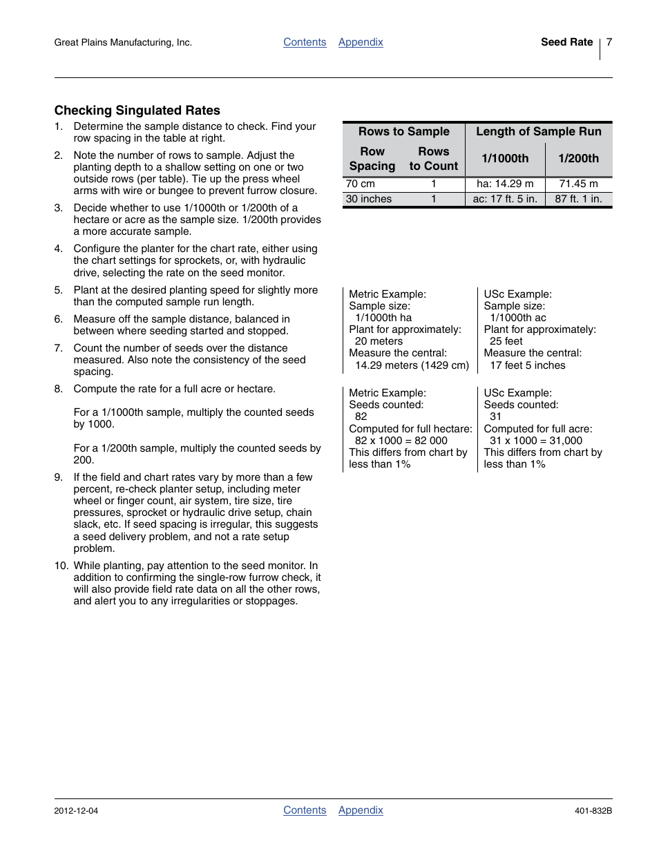 Checking singulated rates | Great Plains YP1630F-1670 Material Rate User Manual | Page 9 / 42