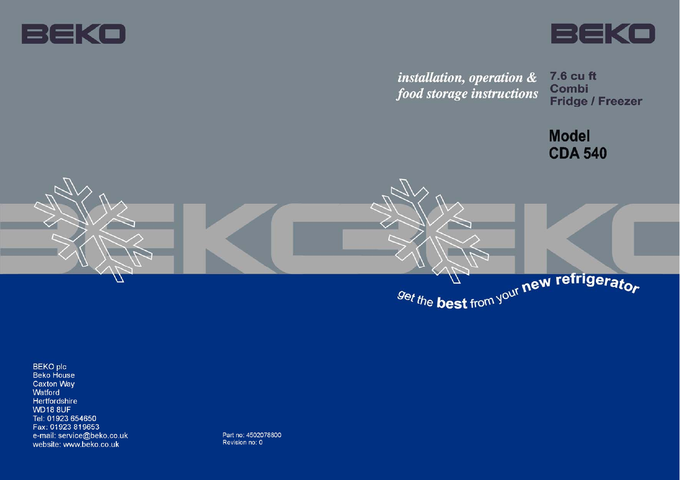 Beko CDA 540 User Manual | 17 pages