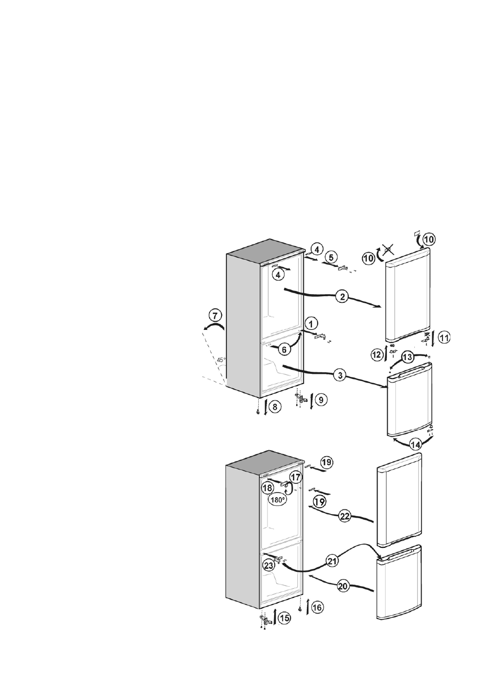 Reversing the doors | Beko CDA 540 User Manual | Page 8 / 17