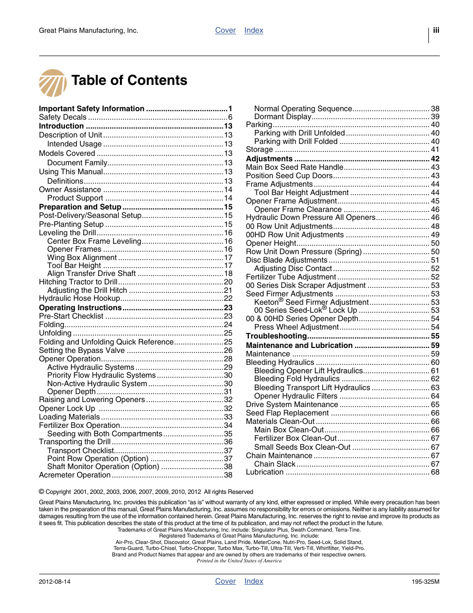 Great Plains 3S-5000HDF Operator Manual User Manual | Page 3 / 94