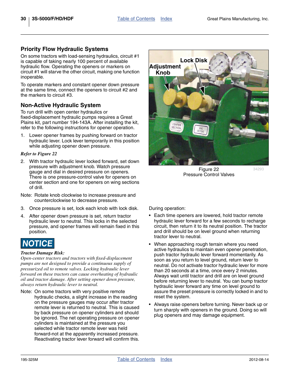 Priority flow hydraulic systems, Non-active hydraulic system | Great Plains 3S-5000HDF Operator Manual User Manual | Page 34 / 94