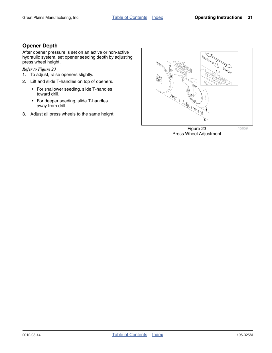 Opener depth | Great Plains 3S-5000HDF Operator Manual User Manual | Page 35 / 94