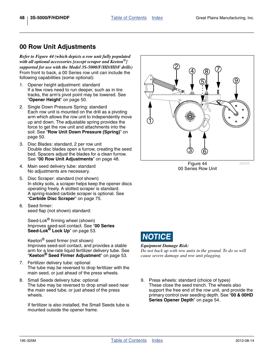 00 row unit adjustments, 00 row unit adjustments (as b | Great Plains 3S-5000HDF Operator Manual User Manual | Page 52 / 94