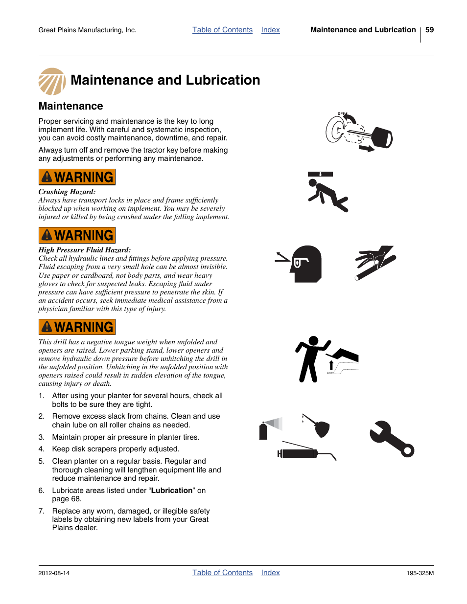 Maintenance and lubrication, Maintenance, Maintenance and lubrication maintenance | Great Plains 3S-5000HDF Operator Manual User Manual | Page 63 / 94