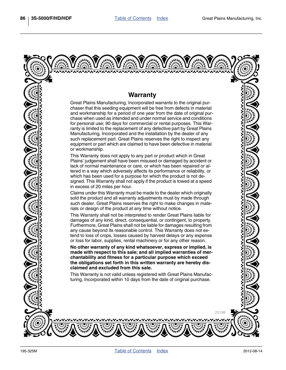 Warranty | Great Plains 3S-5000HDF Operator Manual User Manual | Page 90 / 94