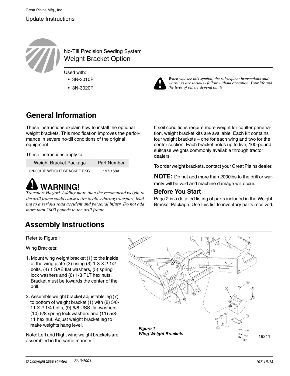 Great Plains 3N-3020P Assembly Instructions User Manual | 2 pages