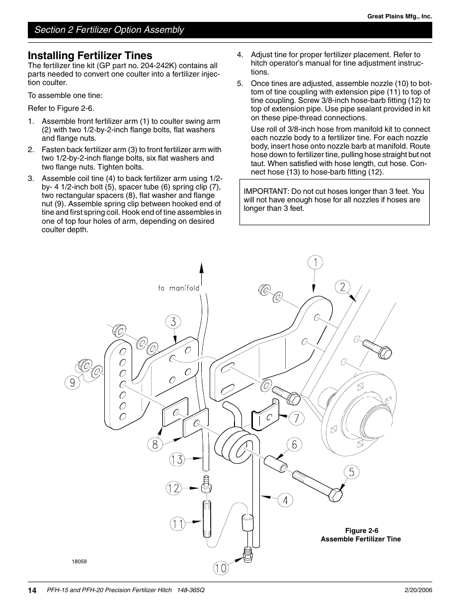 Installing fertilizer tines | Great Plains PH-20 Predelivery Manual User Manual | Page 16 / 23