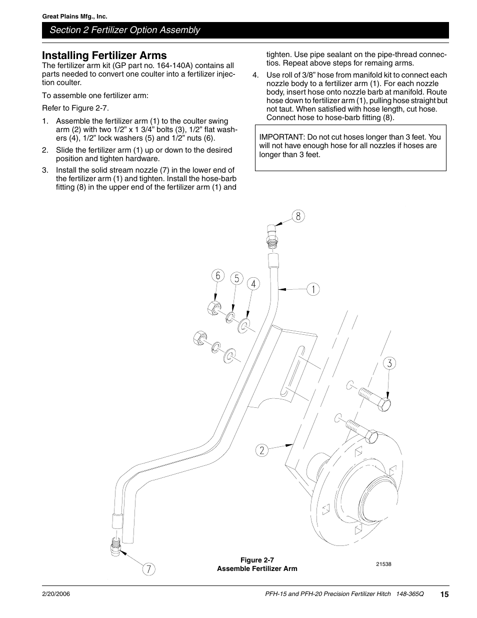 Installing fertilizer arms | Great Plains PH-20 Predelivery Manual User Manual | Page 17 / 23