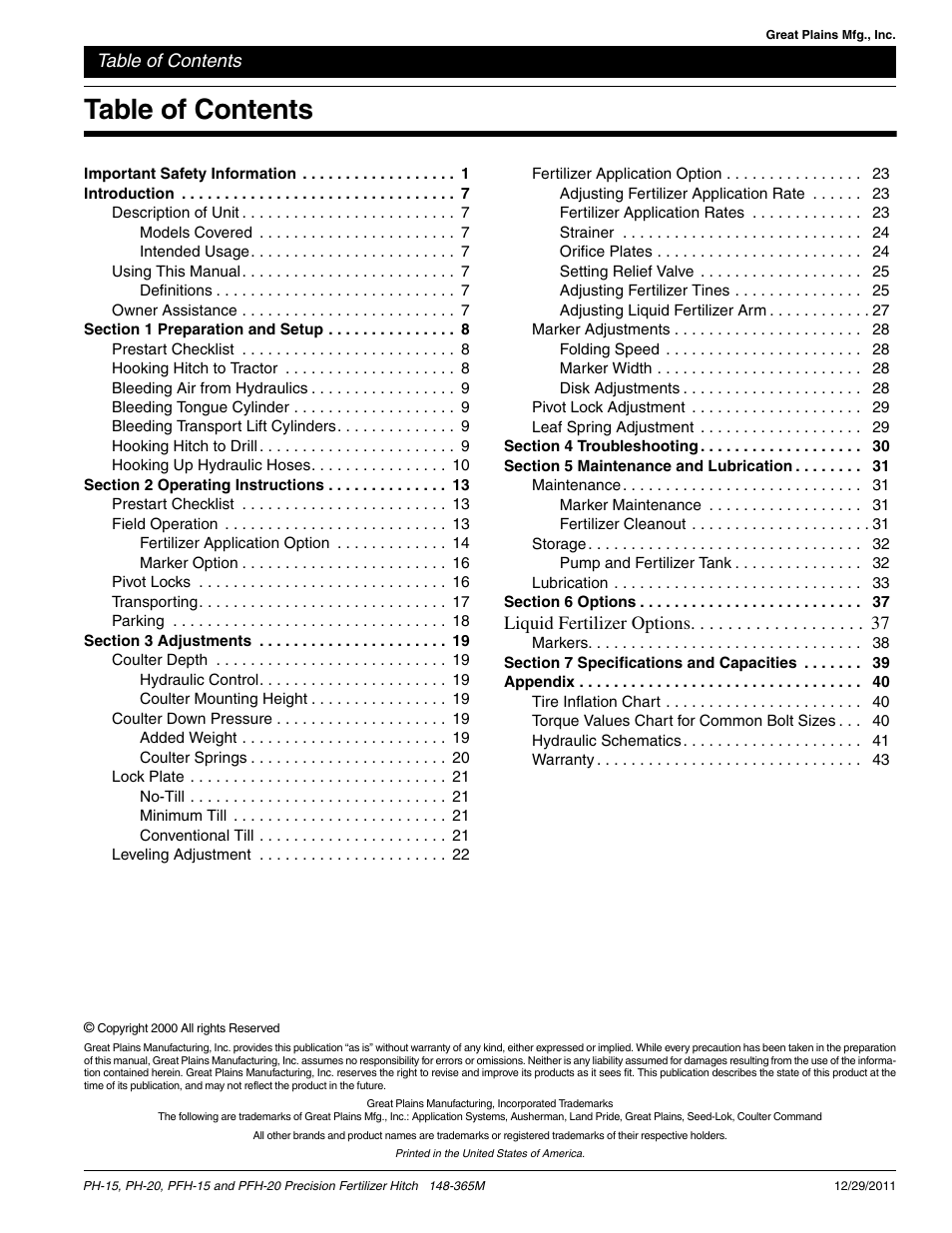 Great Plains PH-20 Operator Manual User Manual | Page 2 / 46