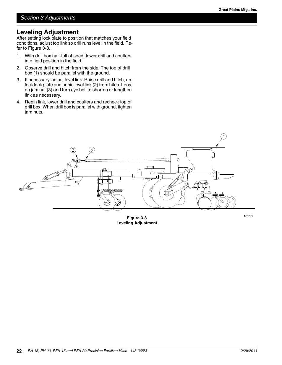 Leveling adjustment | Great Plains PH-20 Operator Manual User Manual | Page 24 / 46