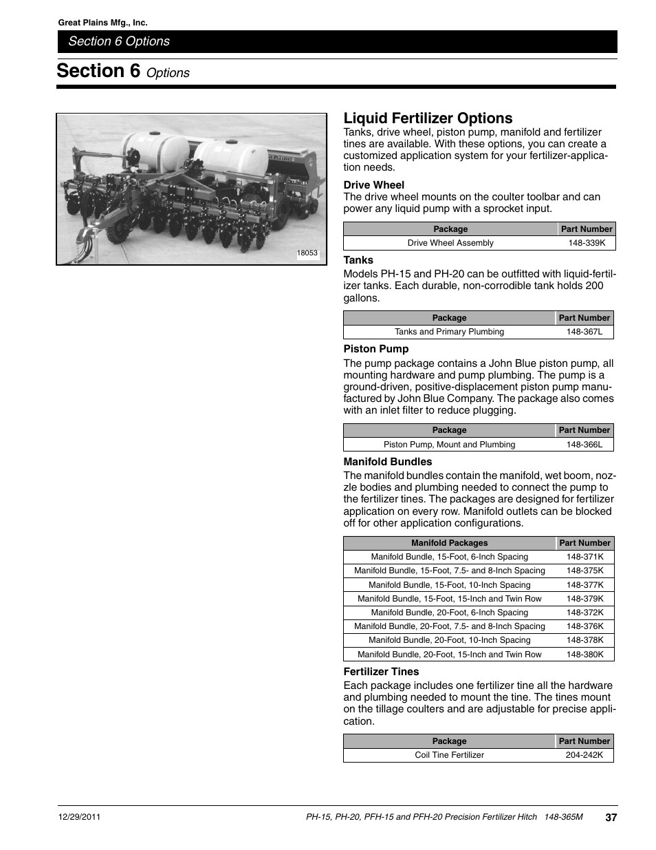 Liquid fertilizer options, Options | Great Plains PH-20 Operator Manual User Manual | Page 39 / 46