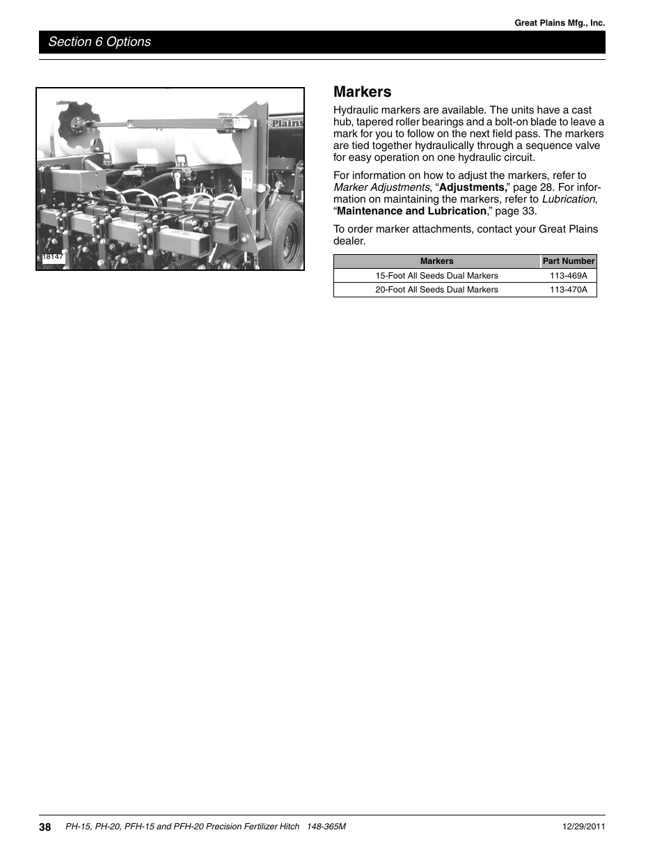 Markers | Great Plains PH-20 Operator Manual User Manual | Page 40 / 46
