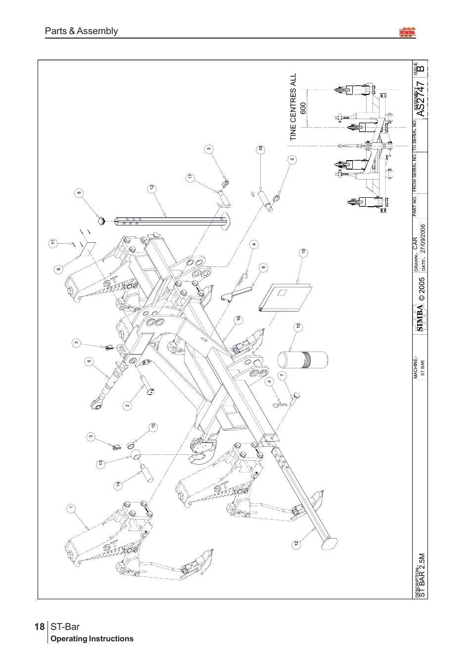 Bas2 747, St-bar, 18 parts & assembly | Great Plains P15126 Serial No 12724 User Manual | Page 18 / 34