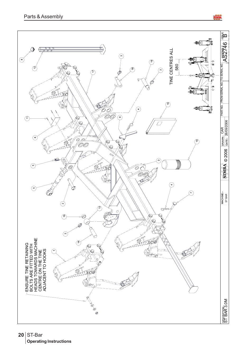 Ba s 2 746, St-bar, 20 parts & assembly | Great Plains P15126 Serial No 12724 User Manual | Page 20 / 34