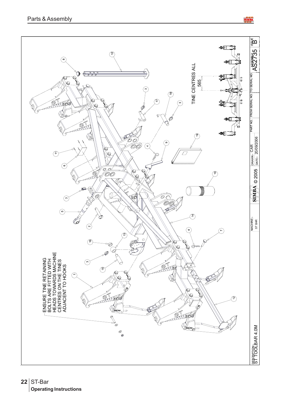 Bas2 735, St-bar, 22 parts & assembly | Great Plains P15126 Serial No 12724 User Manual | Page 22 / 34