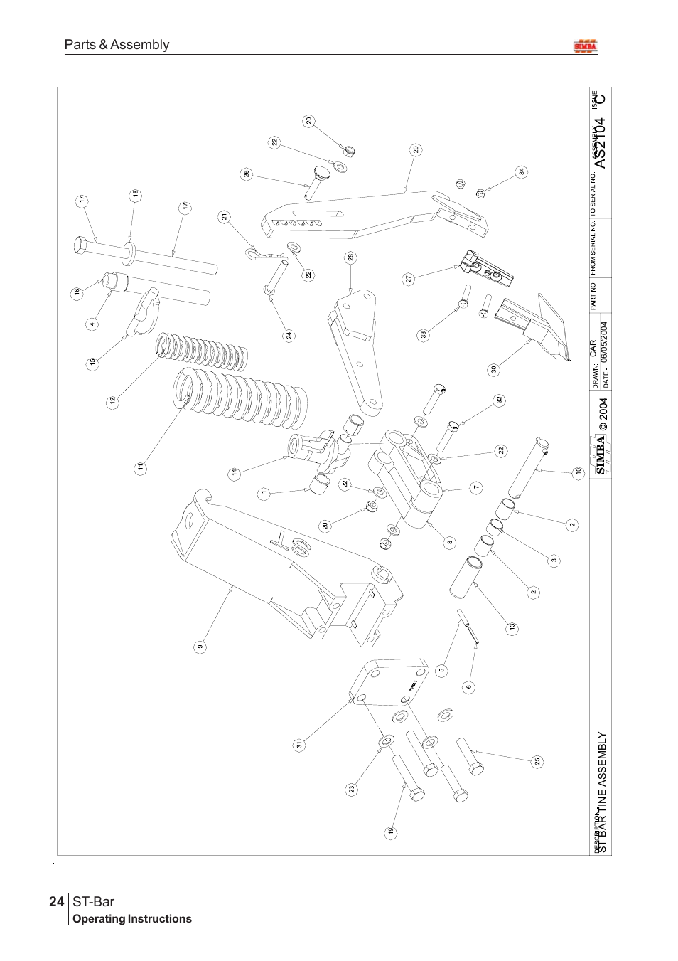 Ca s 2104, St-bar, Parts & assembly | Great Plains P15126 Serial No 12724 User Manual | Page 24 / 34