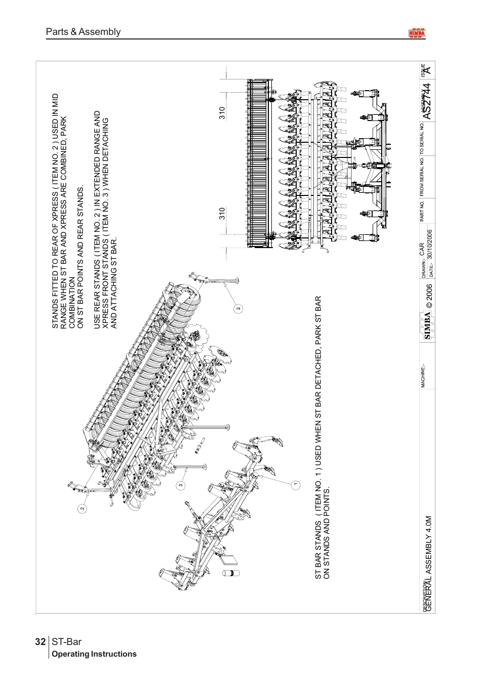 Aas2 744, St-bar, 32 parts & assembly | Great Plains P15126 Serial No 12724 User Manual | Page 32 / 34