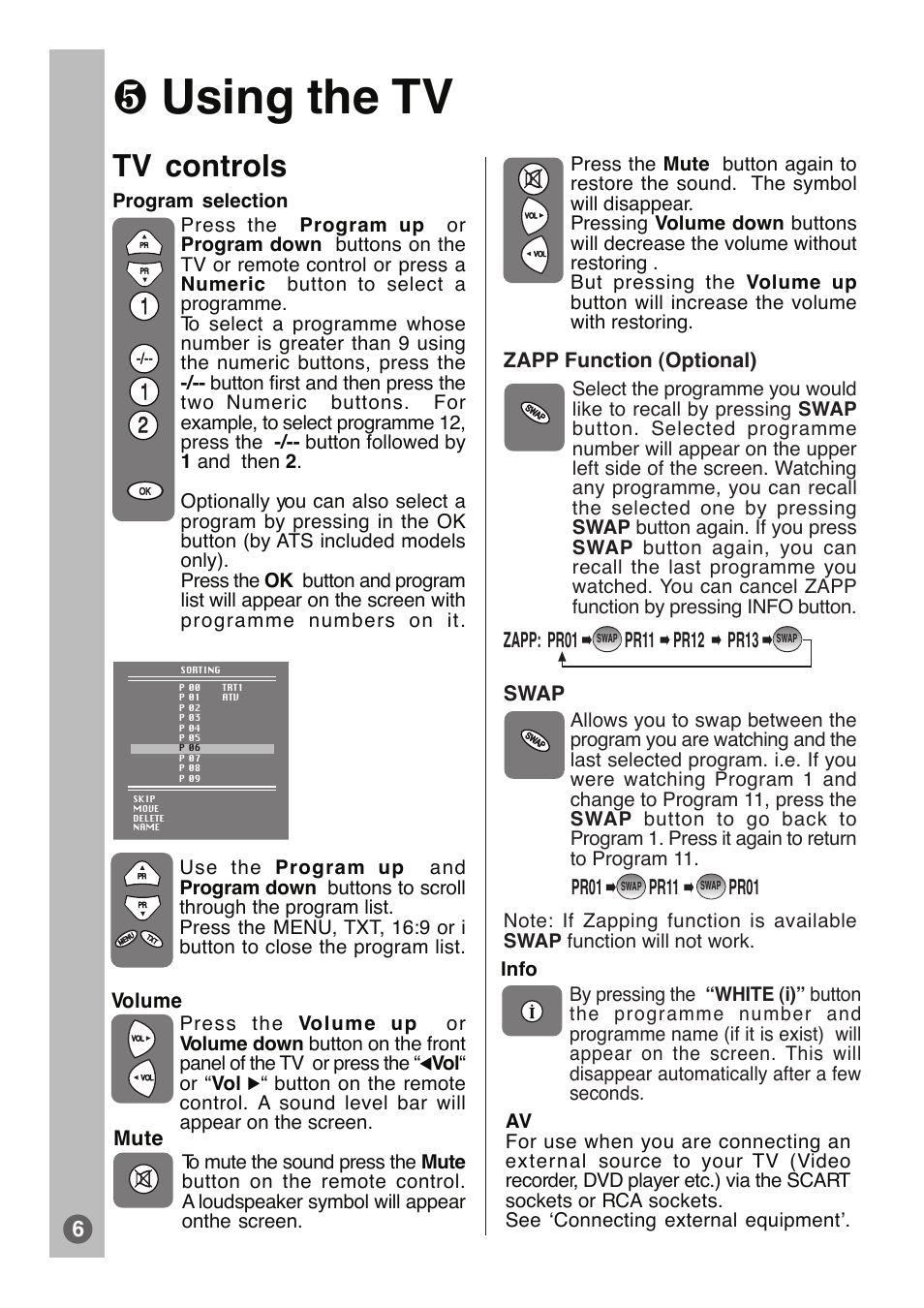 Using the tv, Tv controls | Beko tr7854070200 User Manual | Page 7 / 17