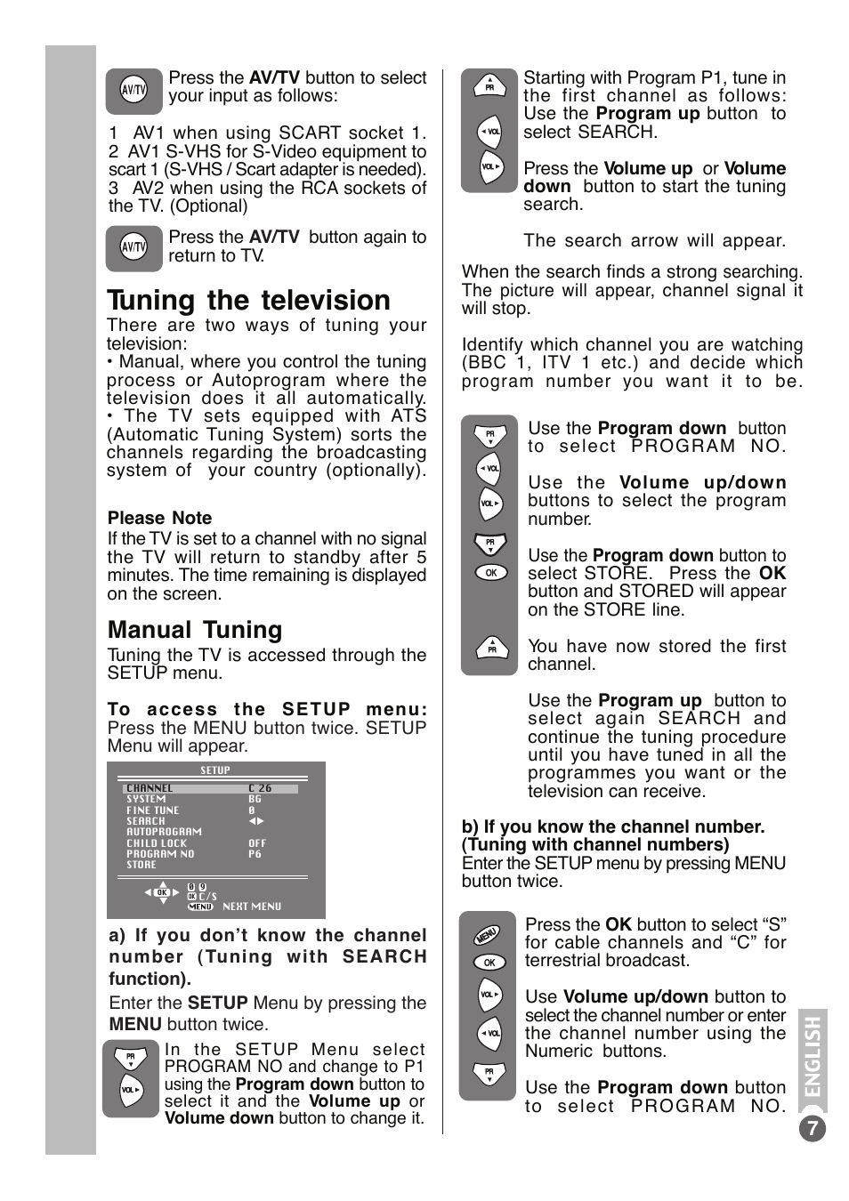 Tuning the television, Manual tuning | Beko tr7854070200 User Manual | Page 8 / 17